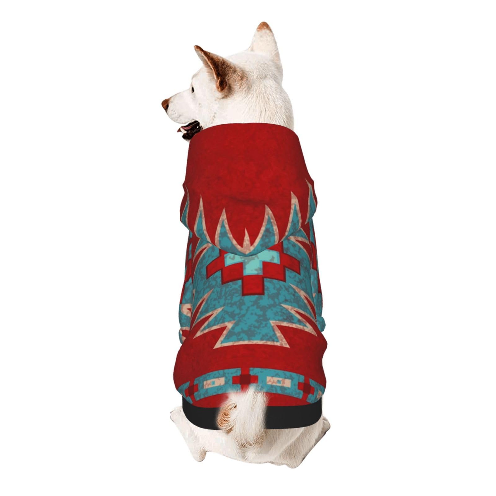 Dog Outfit Holiday Dog Hoodie Lightweight Breathable Puppy Clothes Pet Sweatshirt Doggie Hooded Outfits Cat Apparel (Red Western Southwest Mesas)