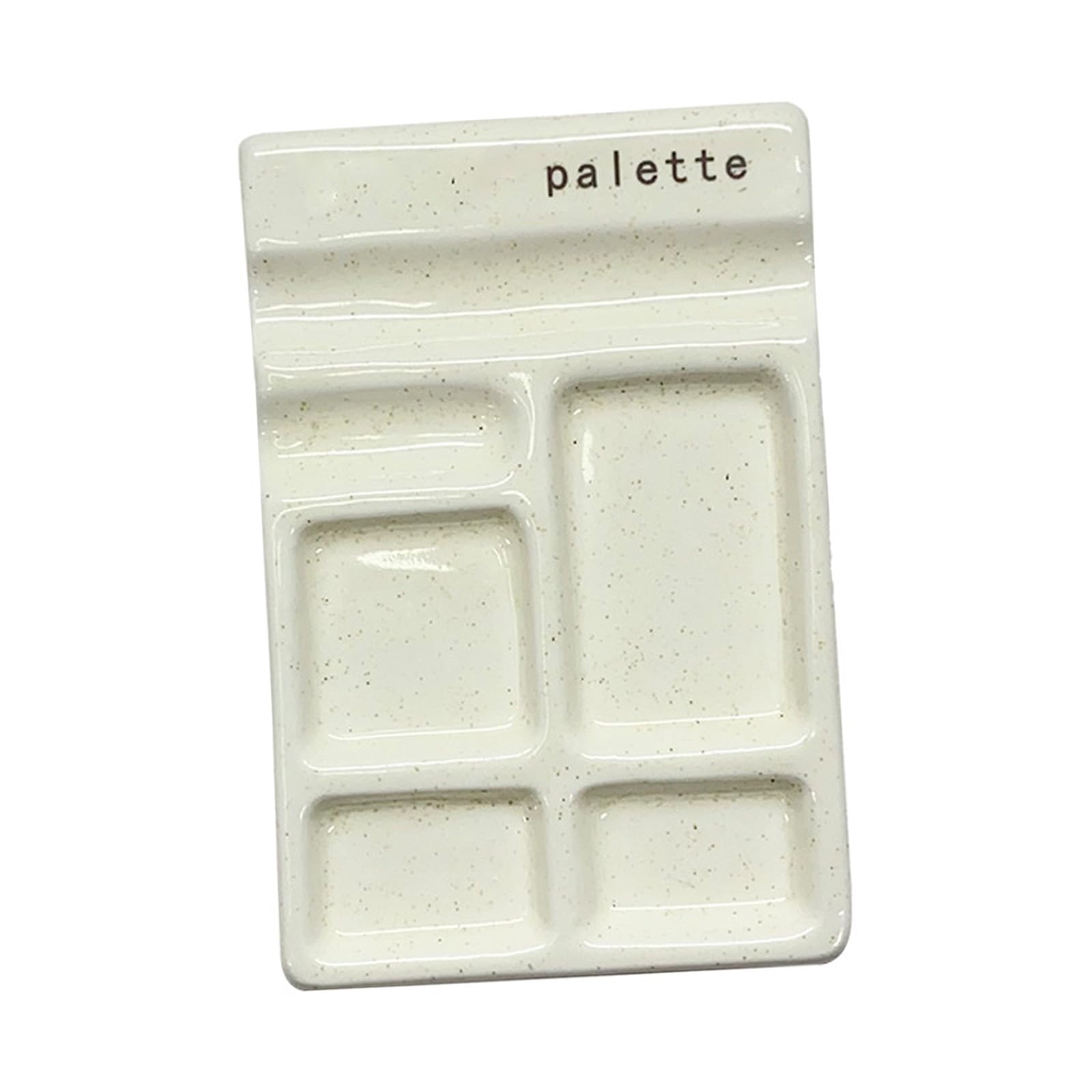 Ceramic Artist Palette with Brush Slots 4 Wells for Watercolor Oil Acrylic Painting Students Travel Small Ceramic Palette for Studio