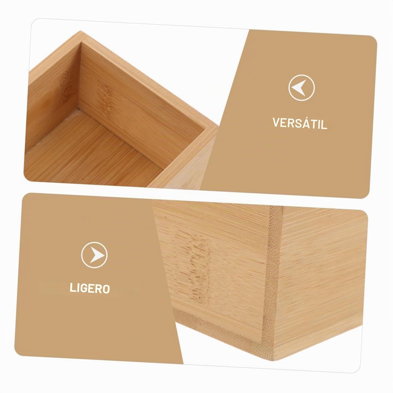 SOLUSTRE 3 Piezas Organizador de Madera sin Tapa Caja de Almacenamiento Multifuncional para Utensilios Maquillaje y Otros Objetos Diseño Minimalista para Cocina Oficina y Baño