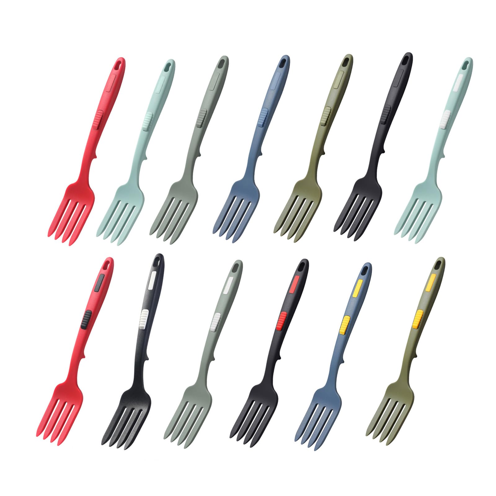 KSTZGTA Flexible Cooking Utensils Multi-function Spaghetti Fork Silicone Fork Salad Forks Whisking Serving Kitchen Accessories Silicone Cooking Forks For Nonstick, Pure Gray Green