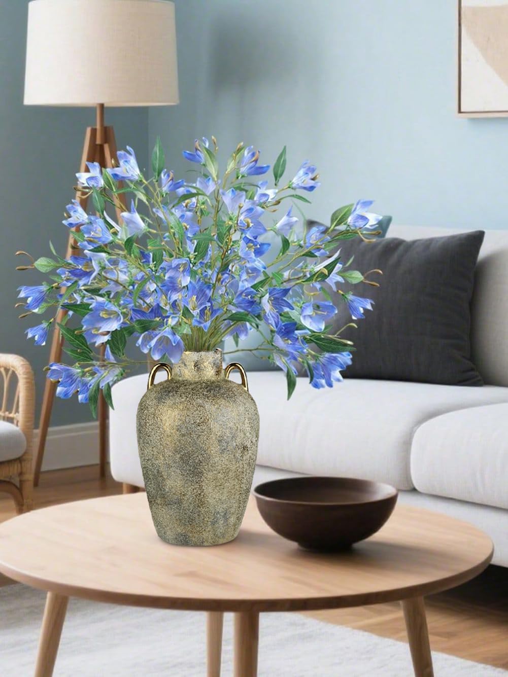 Large Ceramic Vase, 11.2" Tall Rustic Farmhouse Vase, Vintage Flower Vase with 2 Ears, Electroplated Terracotta Boho Vases for Home, Living Room, Shelf, Mantel, Entryway, Wedding, Tabletop Decor