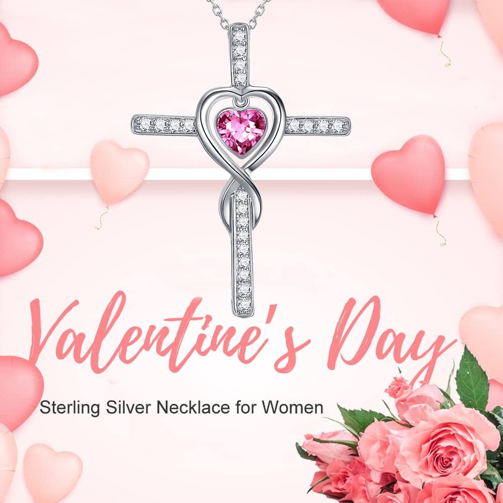 Dorella Love Infinity Necklace for Her Valentines Day Birthday Gifts Wife Mom February March Birthstones Amethyst Aquamarine Emerald Jewelry 925 Sterling Silver - Image 2