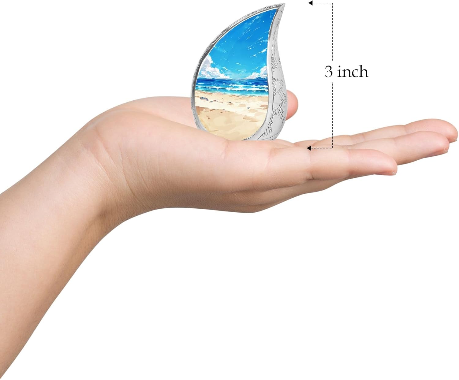 Small Beach Urn for Human Ashes Adult Male - Teardrop Unique Urns for Human Ashes - Beach Themed Cremation Urns - Funeral Urns for Adult Man (3inch)