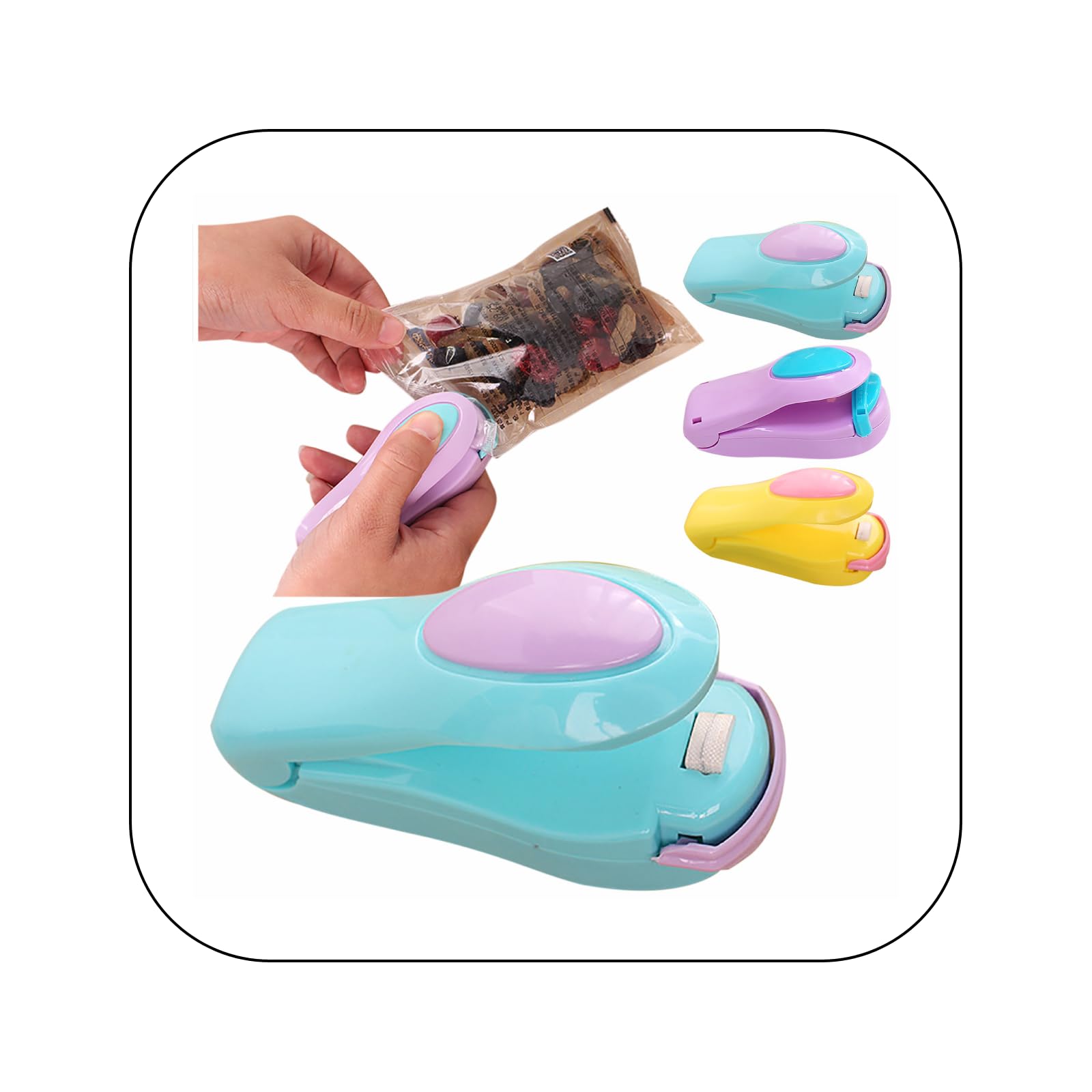 Jmwedia Blue Mini Bag Sealer, Rechargeable Bag Sealers, Handheld Heat-Sealer Machine With Magnetic, Portable Bag-Sealer For Keep Food Fresh And Snacks Crispy