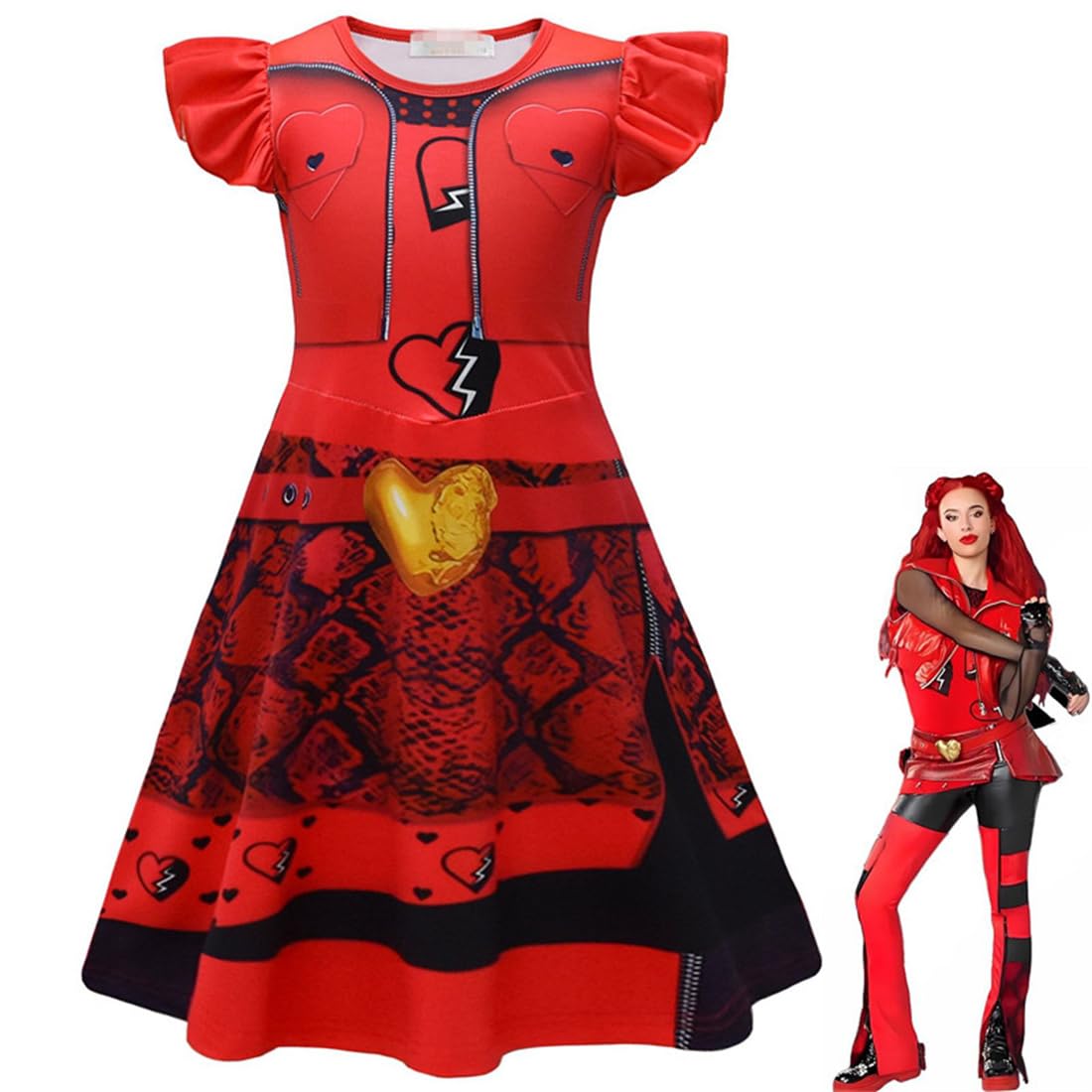 DYWPYCLQ Kids Girls' dresses Halloween costumes, performance clothes fashion clothing Movie Cartoon Dress Up Red skirt 4-10Y (Red, 4-5Years)