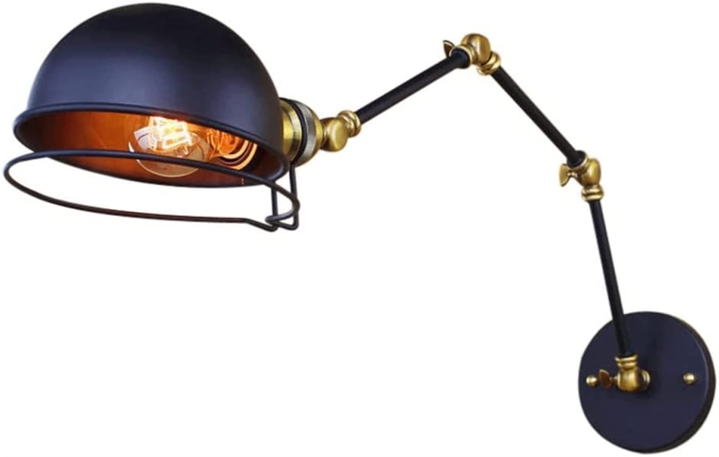 Lampe murale à bras oscillant réglable en métal vintage industriel pour éclairage de chambre