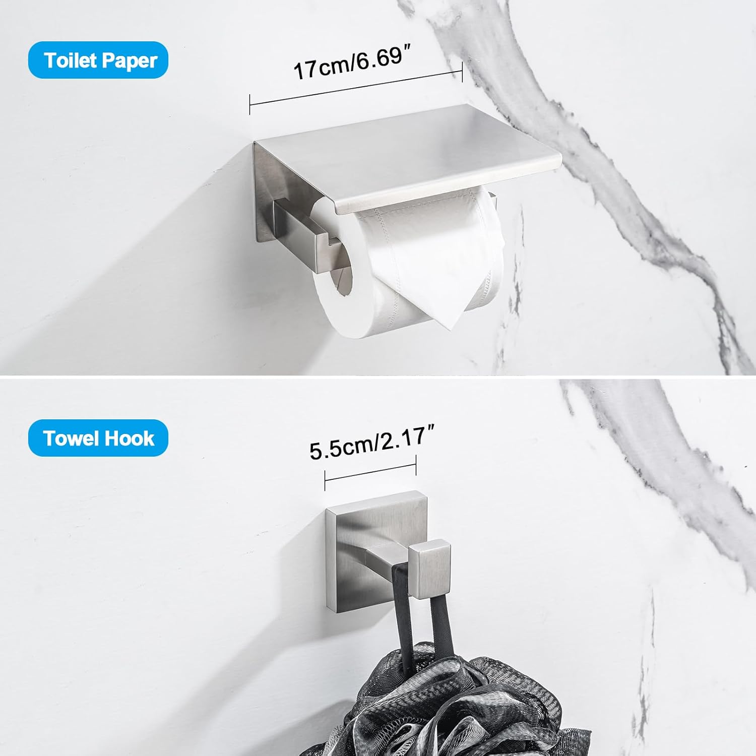 4-Pieces Bathroom Accessories Set, Towel Bar Towel Racks Towel Holder Toilet Paper Holder Stainless Steel Bathroom Hardware Set Wall Mounted Towel Racks for Bathroom, Brushed Nickel, 23 Inch
