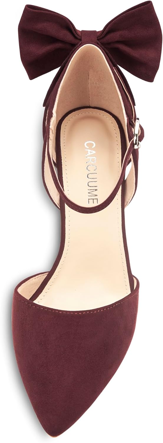 Carcuume Women's Closed Toe Heels Bow Stiletto Heel Sandals Pointed Toe Pumps Wedding Shoes - Image 4