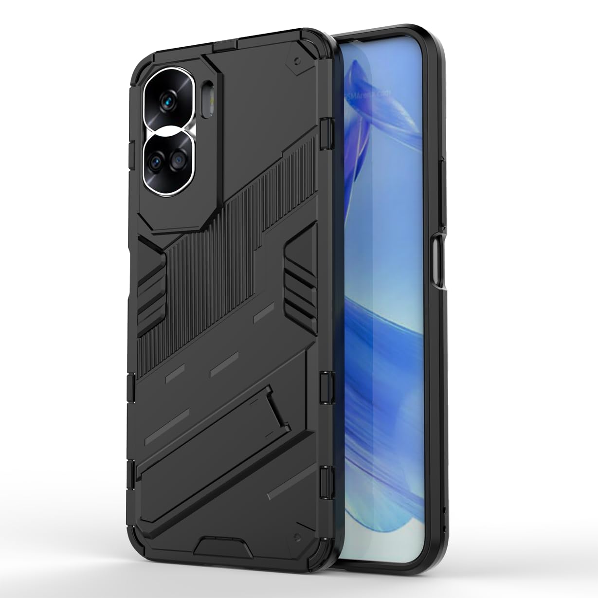 SEAHAI Cover per Honor 70, [Militare Anti-Caduta] Cornice Paraurti in Silicone Morbido Ultra Sottile Custodia, con Supporto Pieghevole Nascosto Kickstand - Bianca