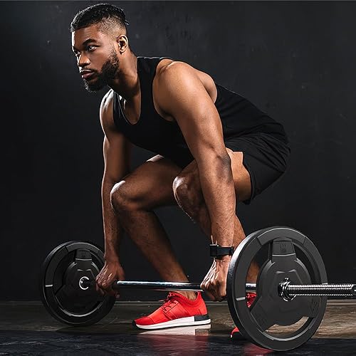 Miniatura 8 de Disco de pesas de 2 pulgadas con revestimiento de goma para barra olímpica, discos de pesas de hierro fundido sólido para entrenamiento de fuerza,