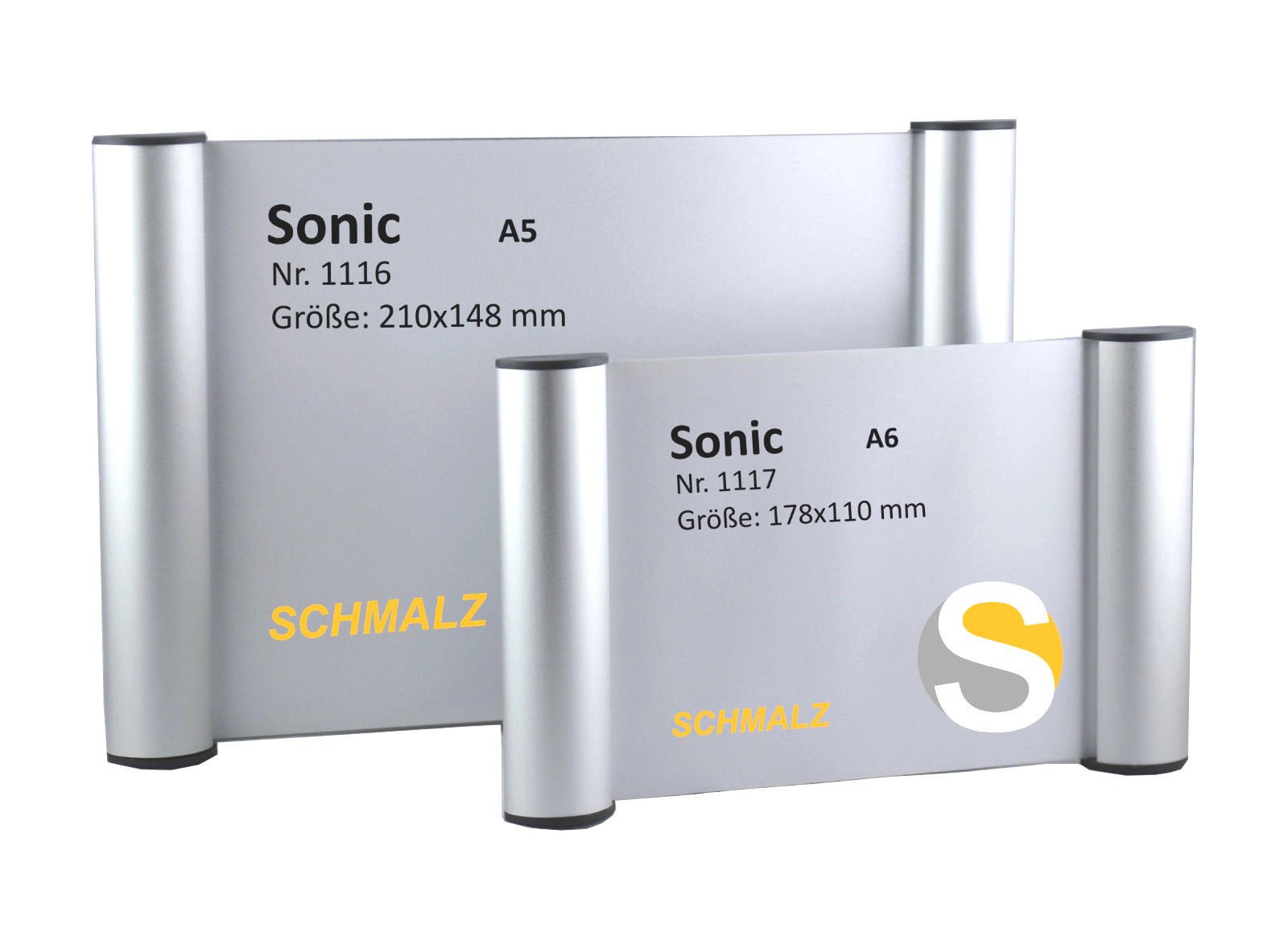 Schmalz Werbeservice 10-pc Puerta Signo Oficina Cartel Sonic 1115 de Aluminio con Perfil de Sujeción Color Plata Material - Plata anodizada, 325x213x16 mm