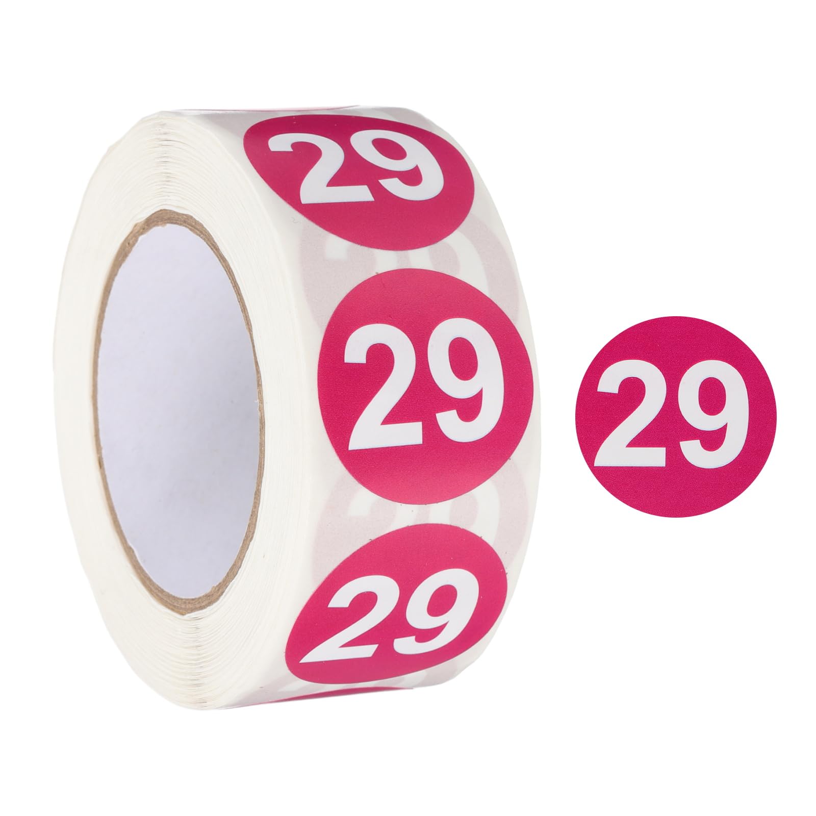 PATIKIL Number 29 Circle Stickers,1 Inch Round Color Coded Self-Adhesive Number Label 500 Labels/Roll for Home Organization Office Management, Red-Violet with White Text