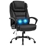 Big and Tall 500lbs Wide Seat Ergonomic Desk Chair with Lumbar Support Arms Headrest Massage Office Chair Rolling Swivel PU Leather Task Computer Chair for Adults,Black