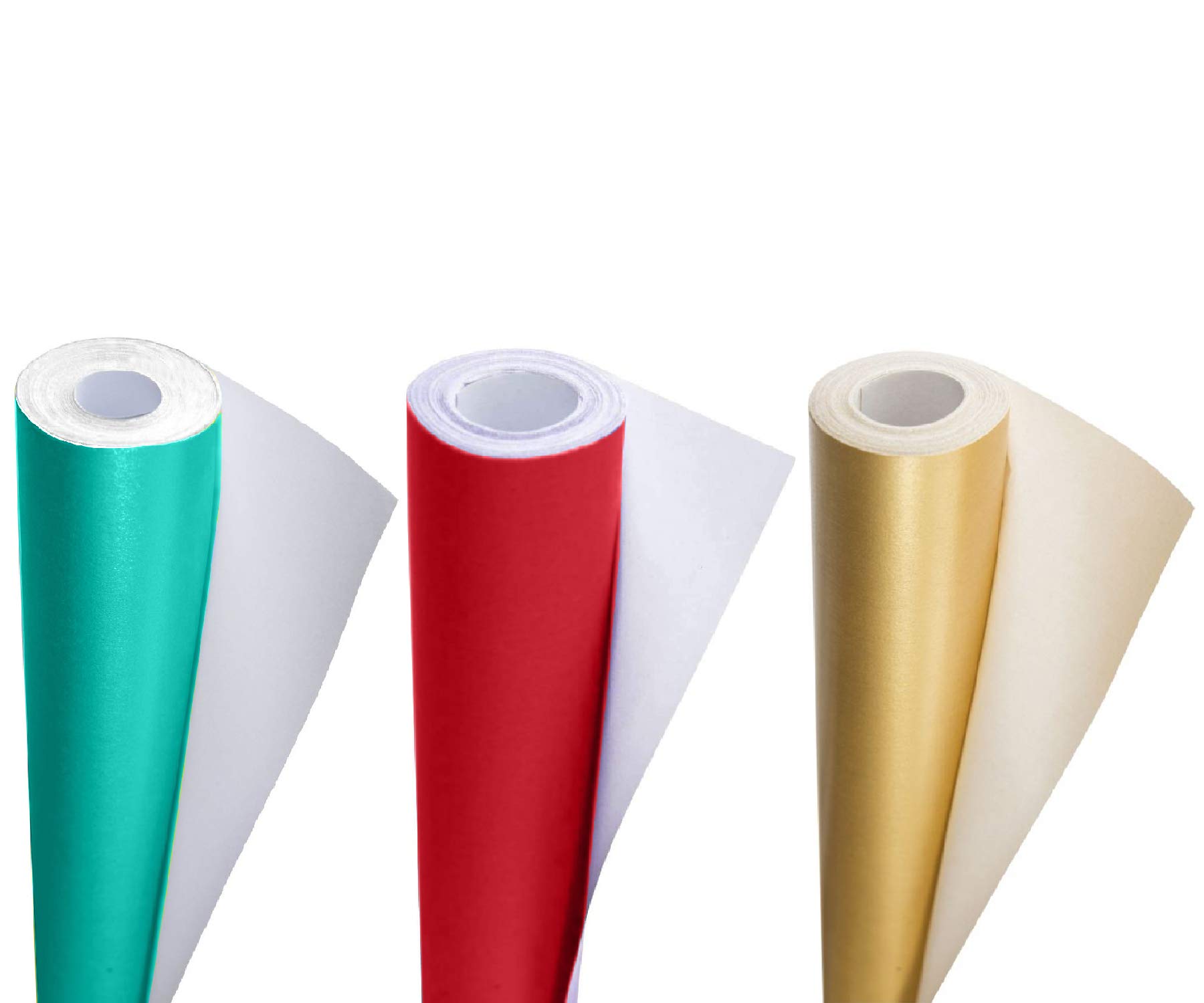 3 Ace Crafts Pack of 3 Display Poster Paper Roll 10m - Paper Perfect Ideal for Gift Wrapping, Art and Craft, Packing, Party Decoration - 76cm Width Approx - Turquoise, Rose & Gold