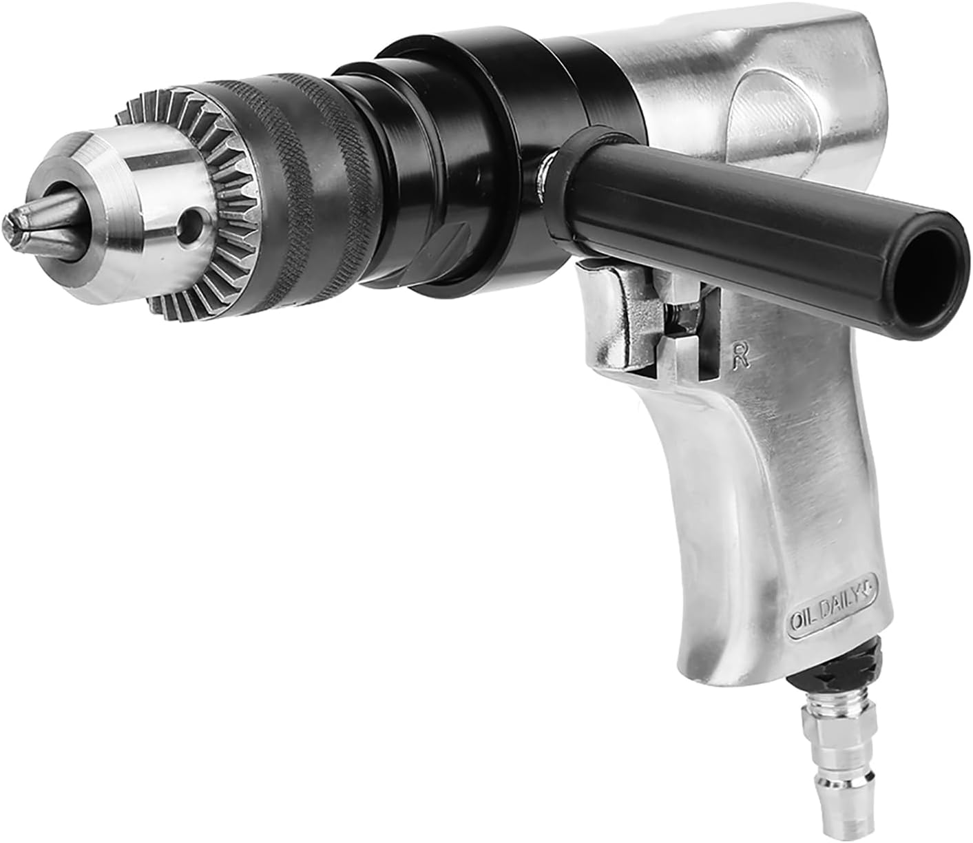 Pneumatic Drill 1/2" Chuck 700RPM, Adjustable Speed CW/CCW Rotation with Anti-Vibration Handle, 1/4" Inlet for Heavy-Duty Industrial Drilling