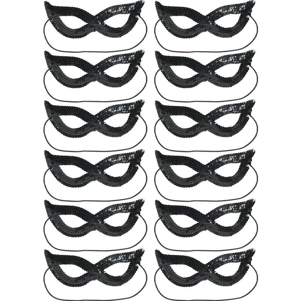 Danlai 12pcs Sequins Cat Eye Mask Women's Venetian Carnival Masquerade Masks Half Face Ball Masks for Birthday Wedding Party Decoration