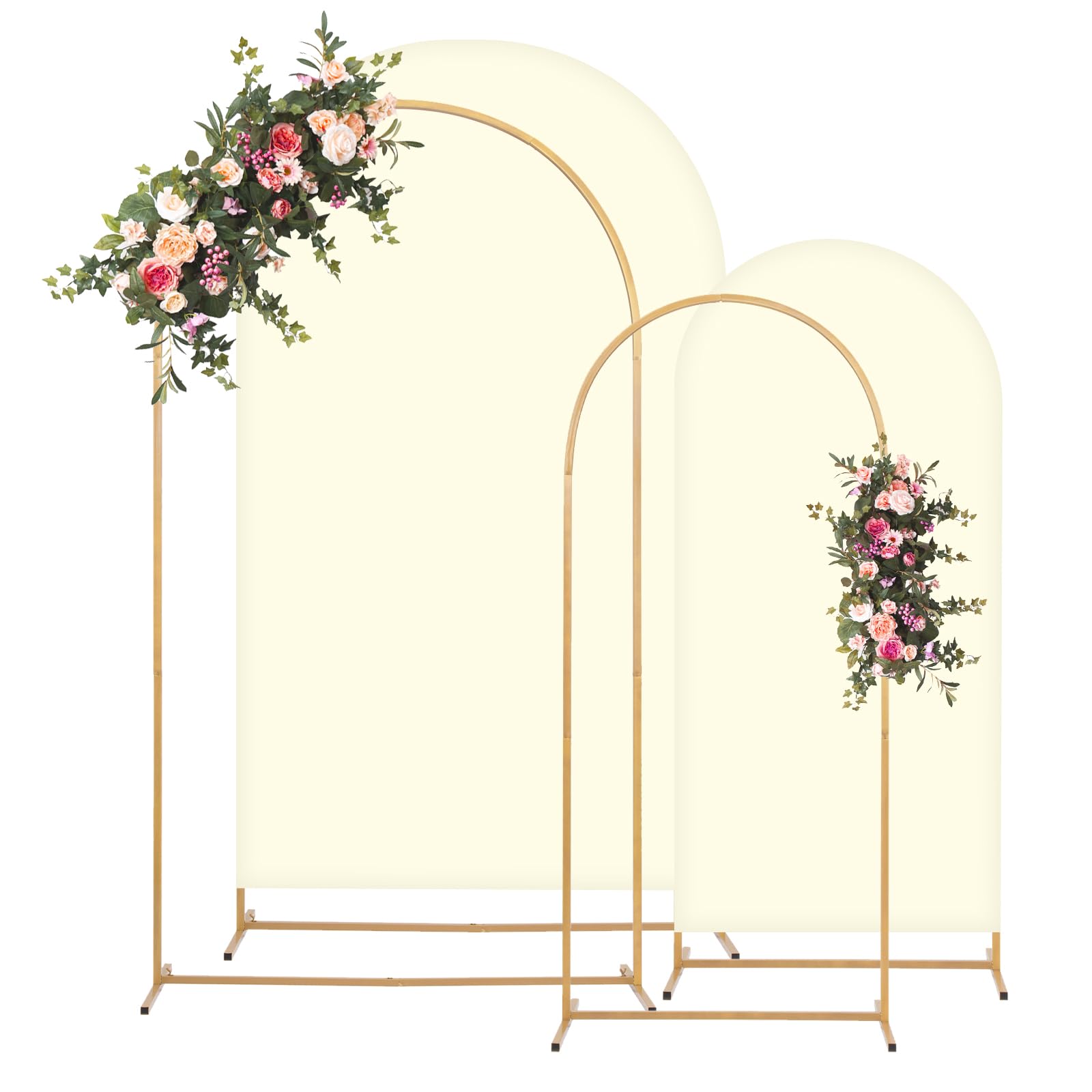 Toolterritary Metal Arch Backdrop Stand and Cover Set, 8FT, 6.6FT Party Backdrop, Easy to Assemble, Backdrop Stand for Parties, Birthday, Baby Shower