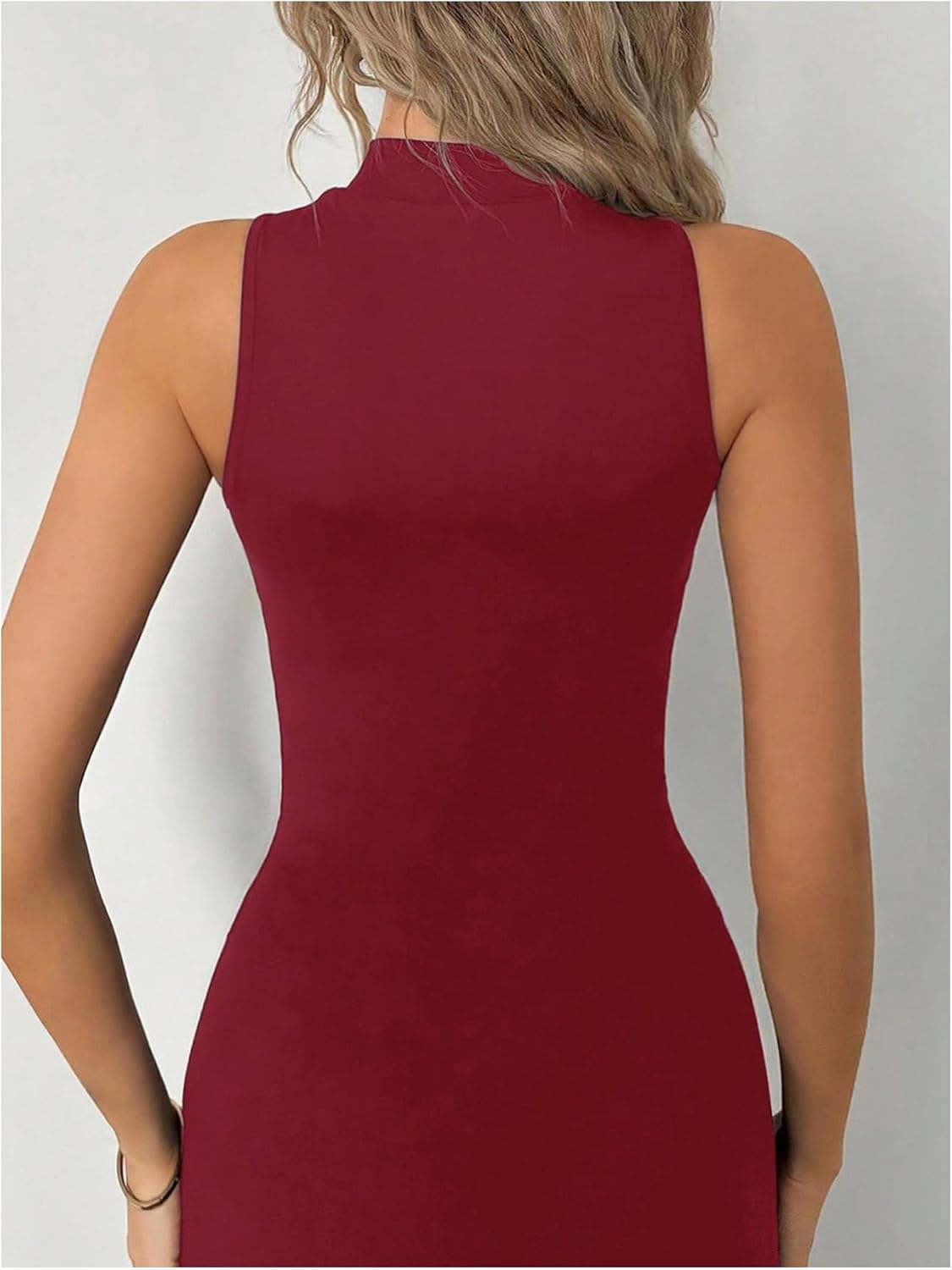 Milumia Women's Sleeveless Sheer Mesh Bodysuit Mock Neck Cut Out See Through Tank Top - Image 3