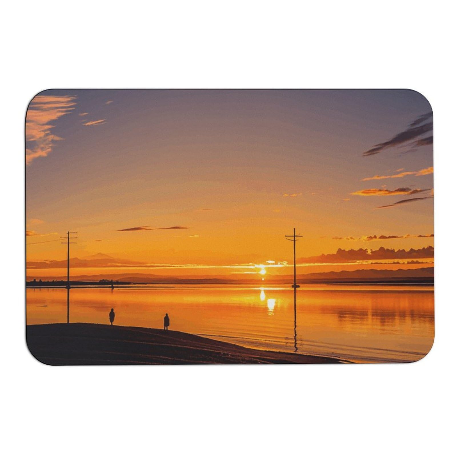 Tapis de sol en diatomée haut de gamme imprimé coucher de soleil rétro