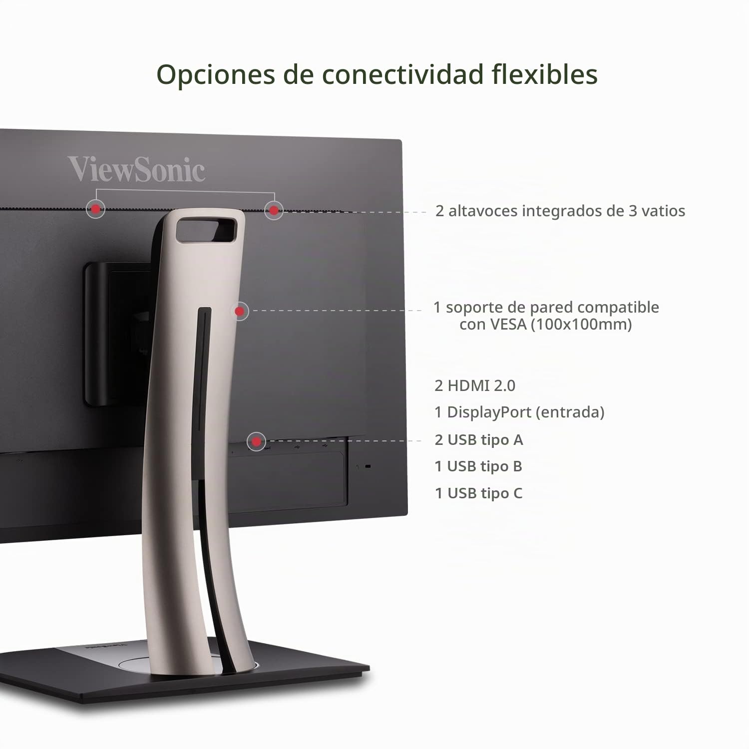 ViewSonic VP3256-4K Monitor ergonómico IPS 4K UHD de 32 Pulgadas con biseles ultrafinos, precisión de Color, validado Pantone, USB C de 60 W