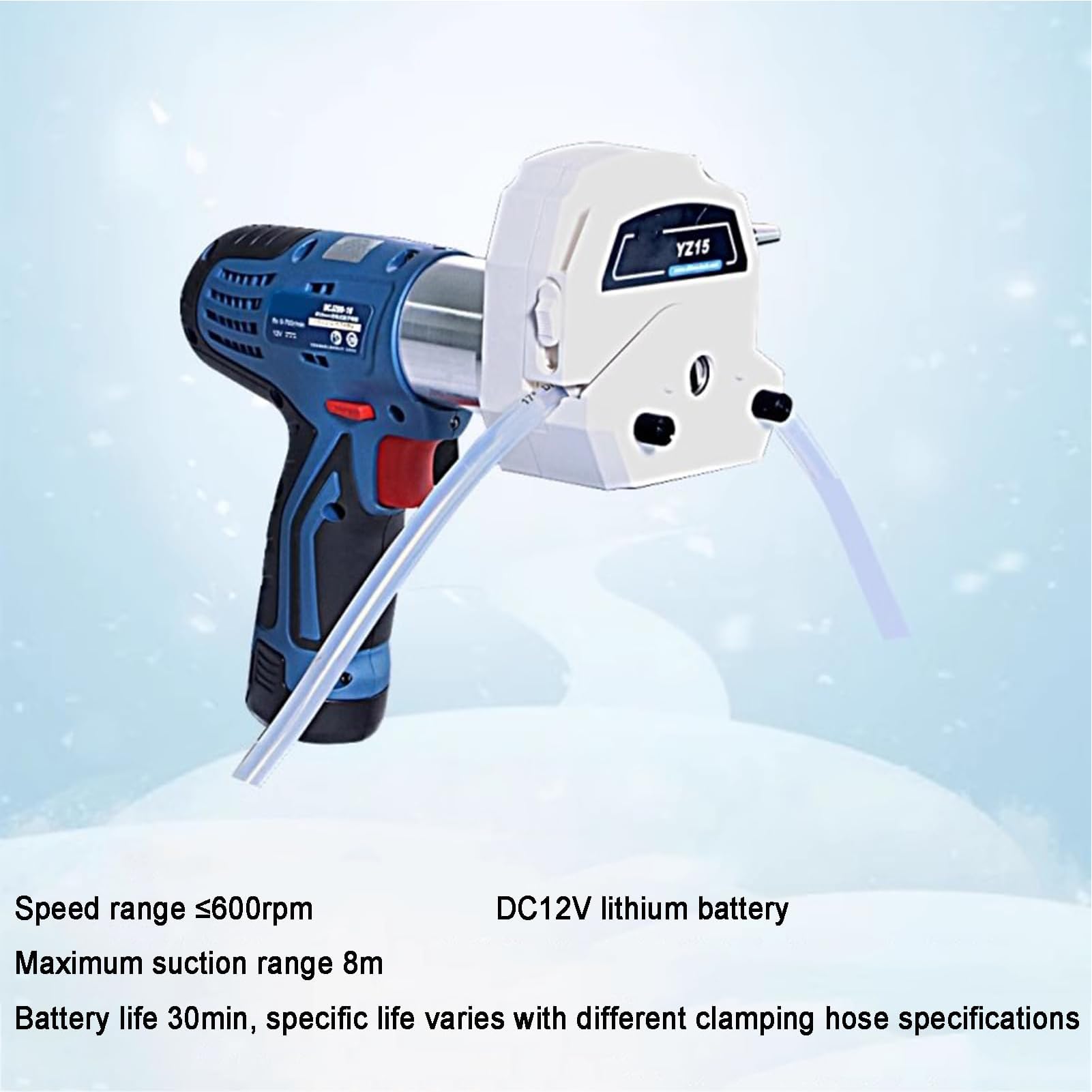 Pompa peristaltica elettrica ad alto flusso, portata 2000 ml/min, controllo della velocità 0-700 giri/min, aspirazione 8 m, ideale per campionamento della qualità dell'acqua con 2 batterie da 12 V