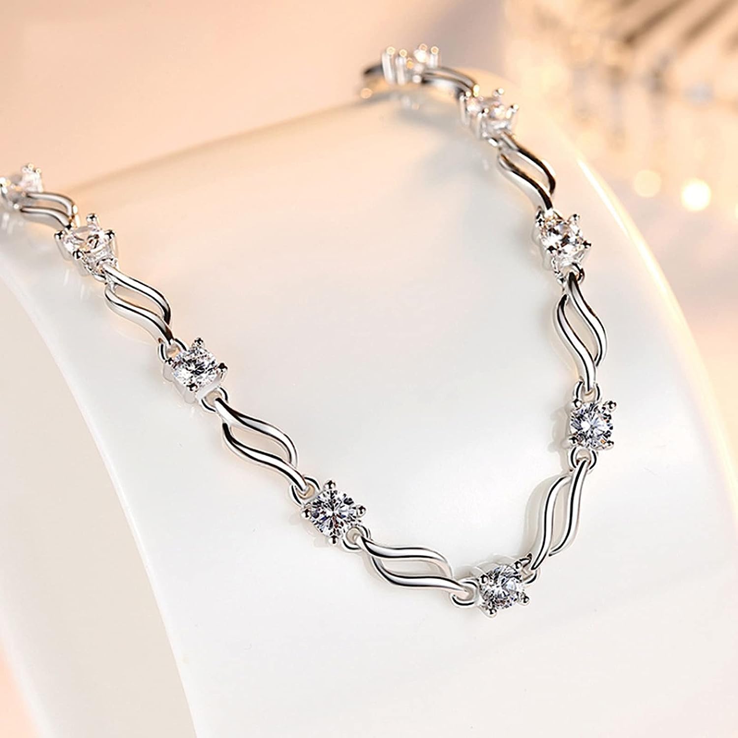 Nilu's Collection Glam up Your Look with Stylish 925 Silver-Plated Copper Bracelet for Women