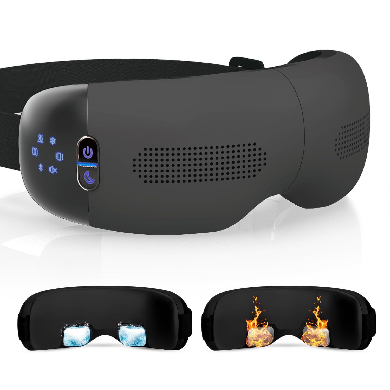 HubiCare - Masajeador de Ojos Con Calor y Enfriamiento Para Ojeras, Hinchazón, Bolsa de Aire 3D, Migrañas, Bluetooth, Música, Cuidado de Ojos Secos y Sueño