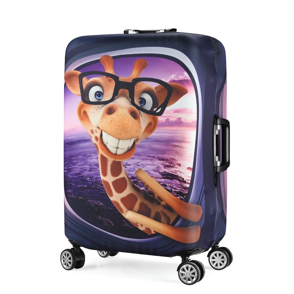 KOWVOWZ 3D Print Giraffe Design Travel Suitcase Protector Elastic Sleeve Cover 19"-32" Anti-Scratch Luggage Cover(Size S,M,L,Xl) (L(Fits to 28"-30" Trolley Case)