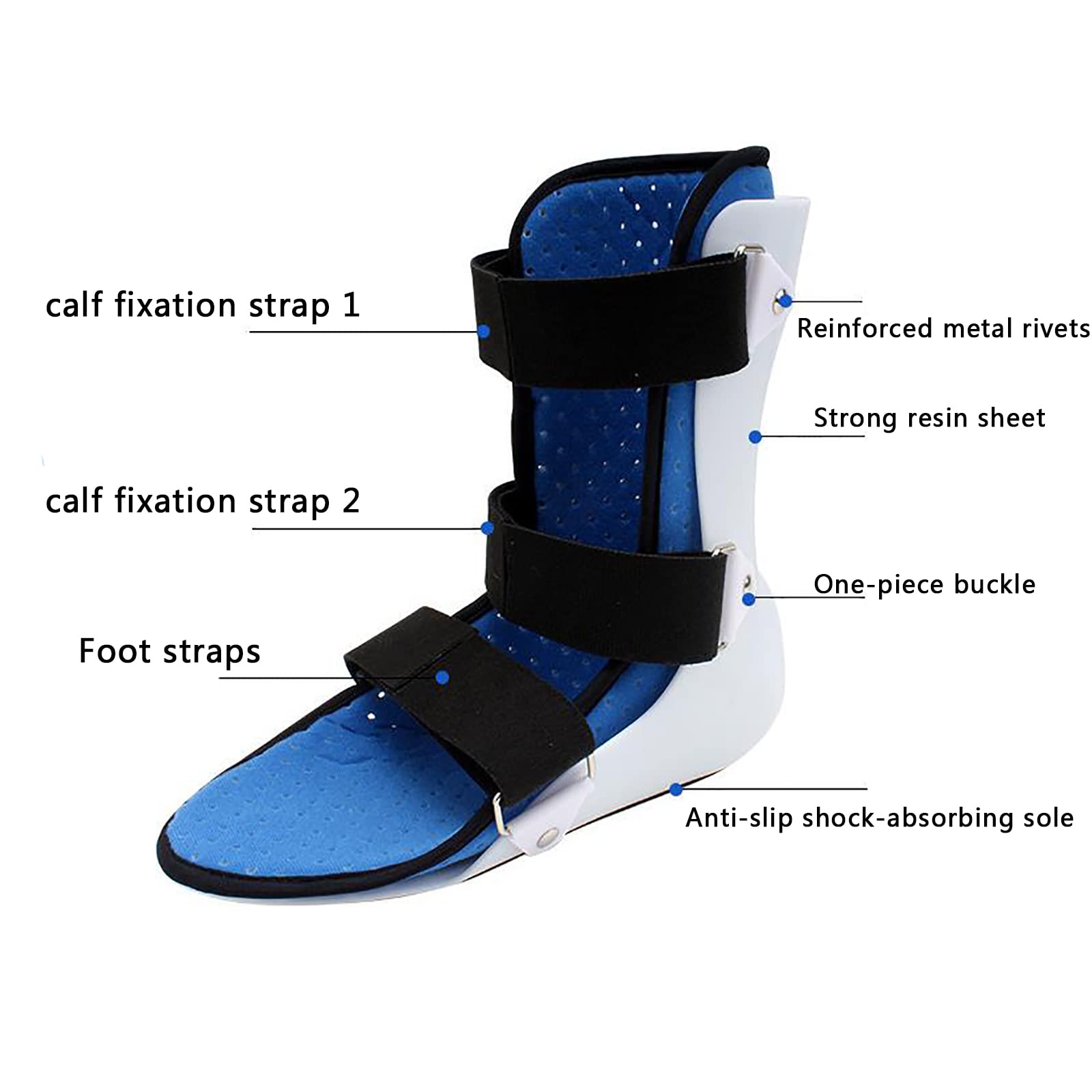 Bota para Fractura de Tobillo, Bota para Caminar con Correas Ajustables, Tela Transpirable e Impermeable, para esguinces de Tobillo, fracturas estables, esguinces de tendón