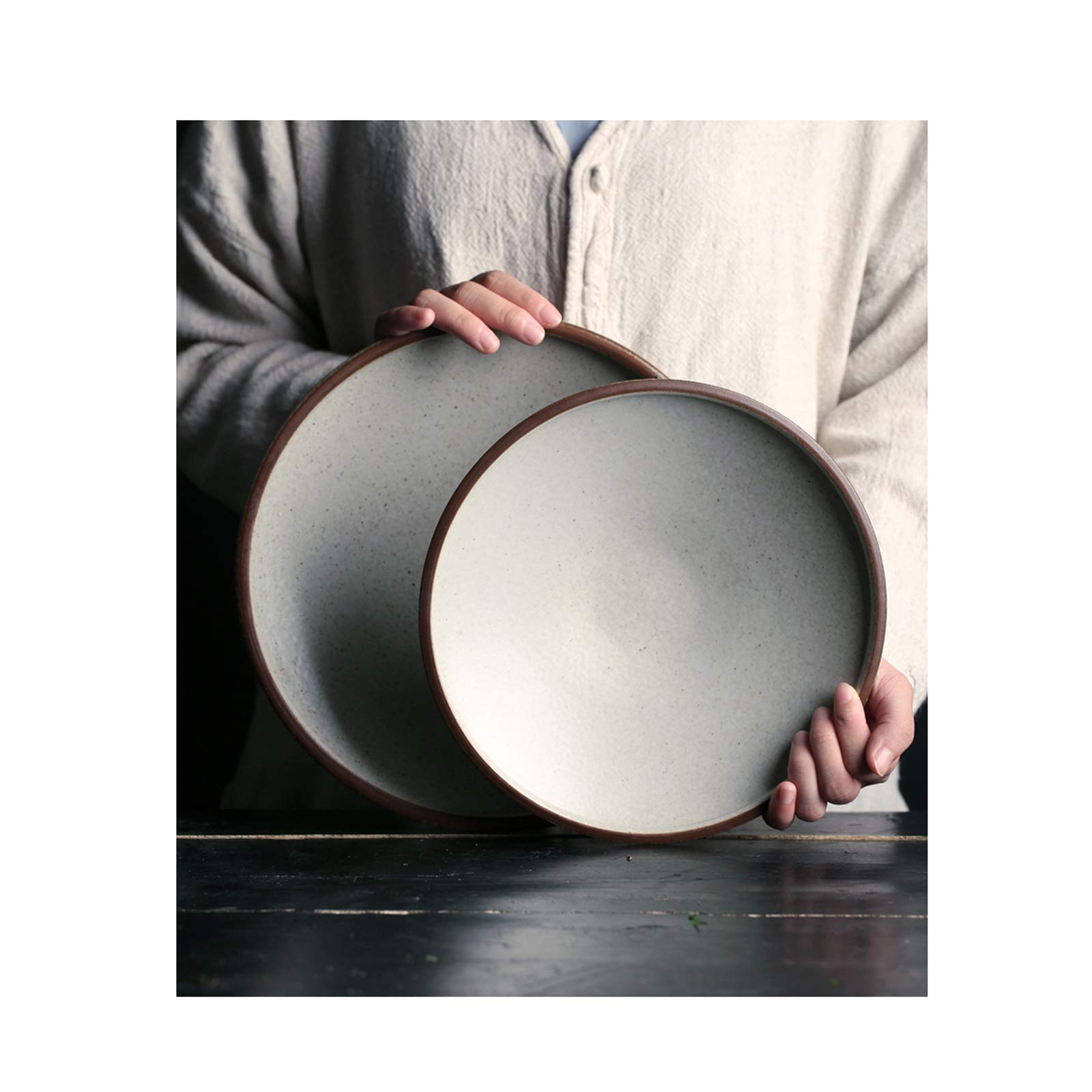 Talerze Naczynia Obiadowe Retro Handmade Obiadowy Talerz, Duży Okrągły Deser Makaron Sałatkowy Talerz, Delikatna Płyta Serwująca Odpowiednia Dla Rodziny I Restauracji Kolacja Restauracja Rodzinna Impr