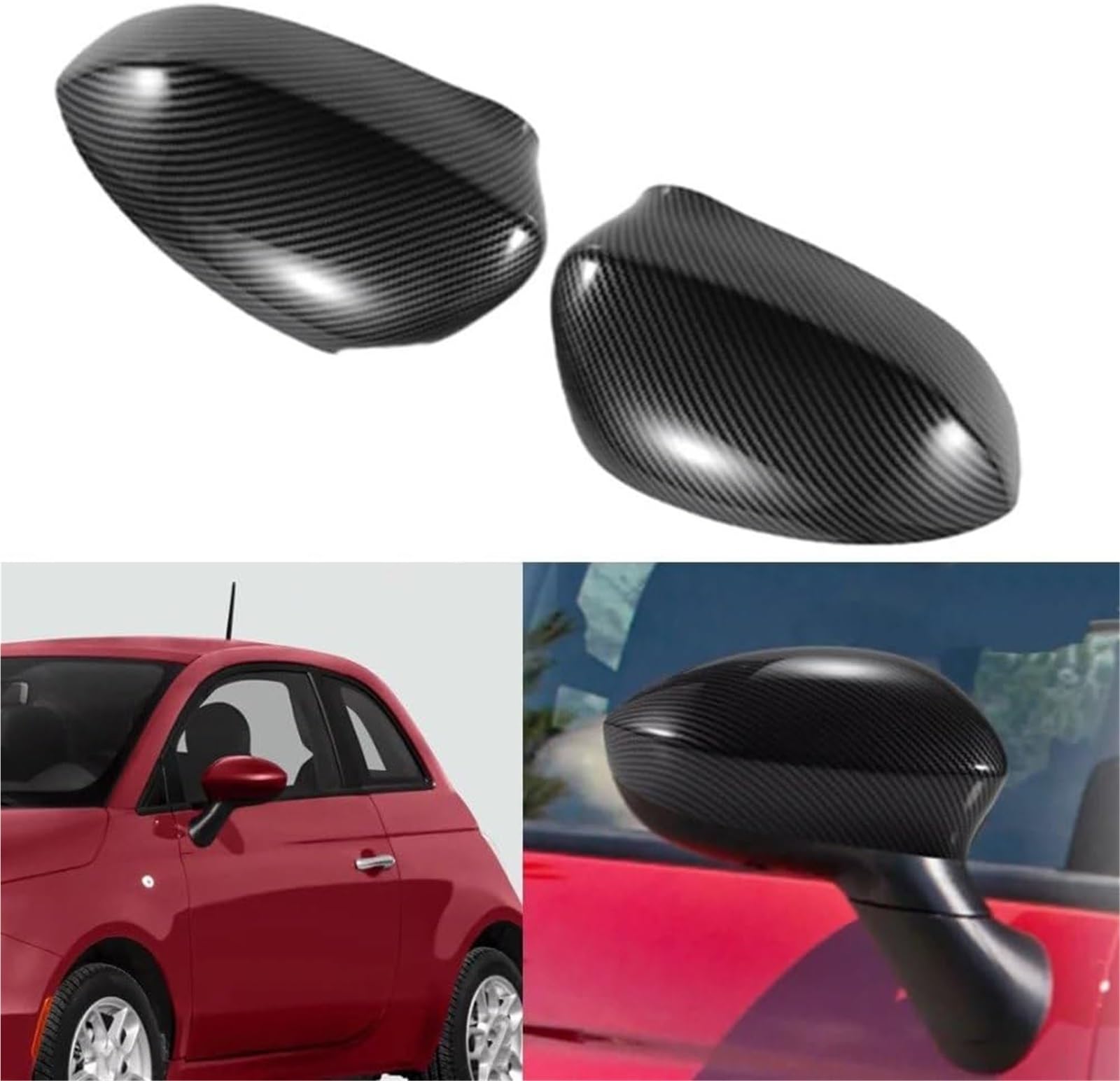 Genérico Gruppo specchietto retrovisore Per specchietti retrovisori laterali Per Fiat 500 2007-2023 Accessori