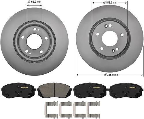 Miniatura 2 de Goodyear Brakes PRK3621F | Front Premium Brake Kit with Pair (2) of AntiOx Coated Brake Rotors and Ceramic Brake Pads fits Hyundai Sonata 2015,