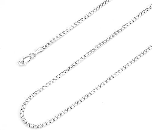 nometo Cadena Sólida de Plata de Ley 925 Cadena de Caja Cadena de Cuerda Cierre de Langosta Cadena de Plata para Hombres Cadena de Collar de Plata