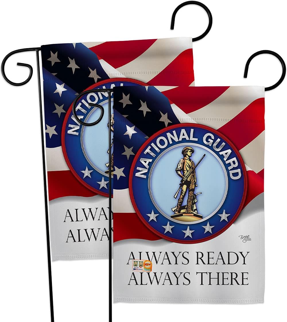 National Guard Garden Flags 2pcs Pack Armed Forces ANG United State American Military Veteran Retire Official Small Decorative Gift Yard House Banner Double-Sided Made In USA 13 X 18.5