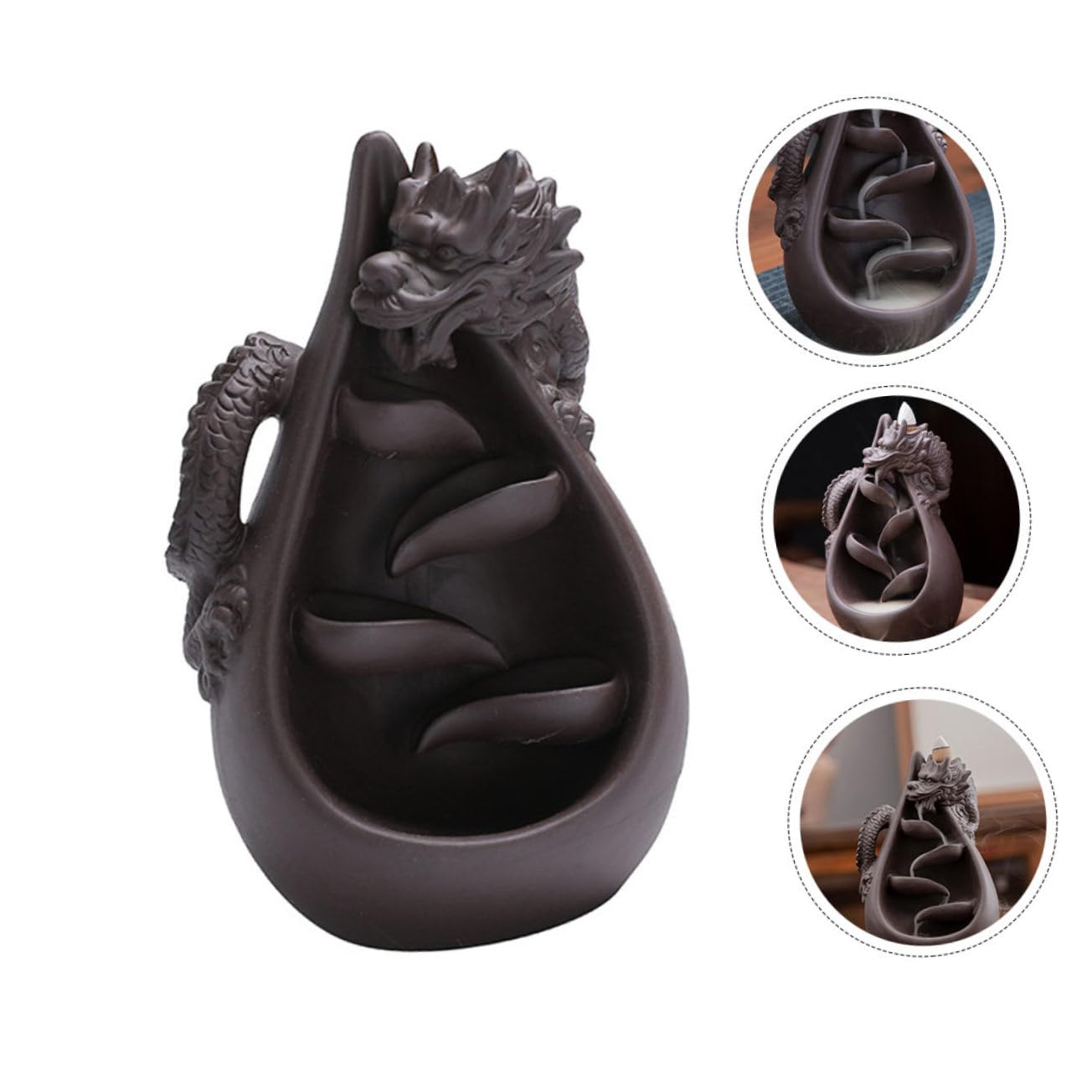 Quemador de Incienso para Meditar Forma de Dragón de Arena Morada y Mejorar la Calidad del Diseño Artesanal Excelente en Sala de Yoga o Sauna