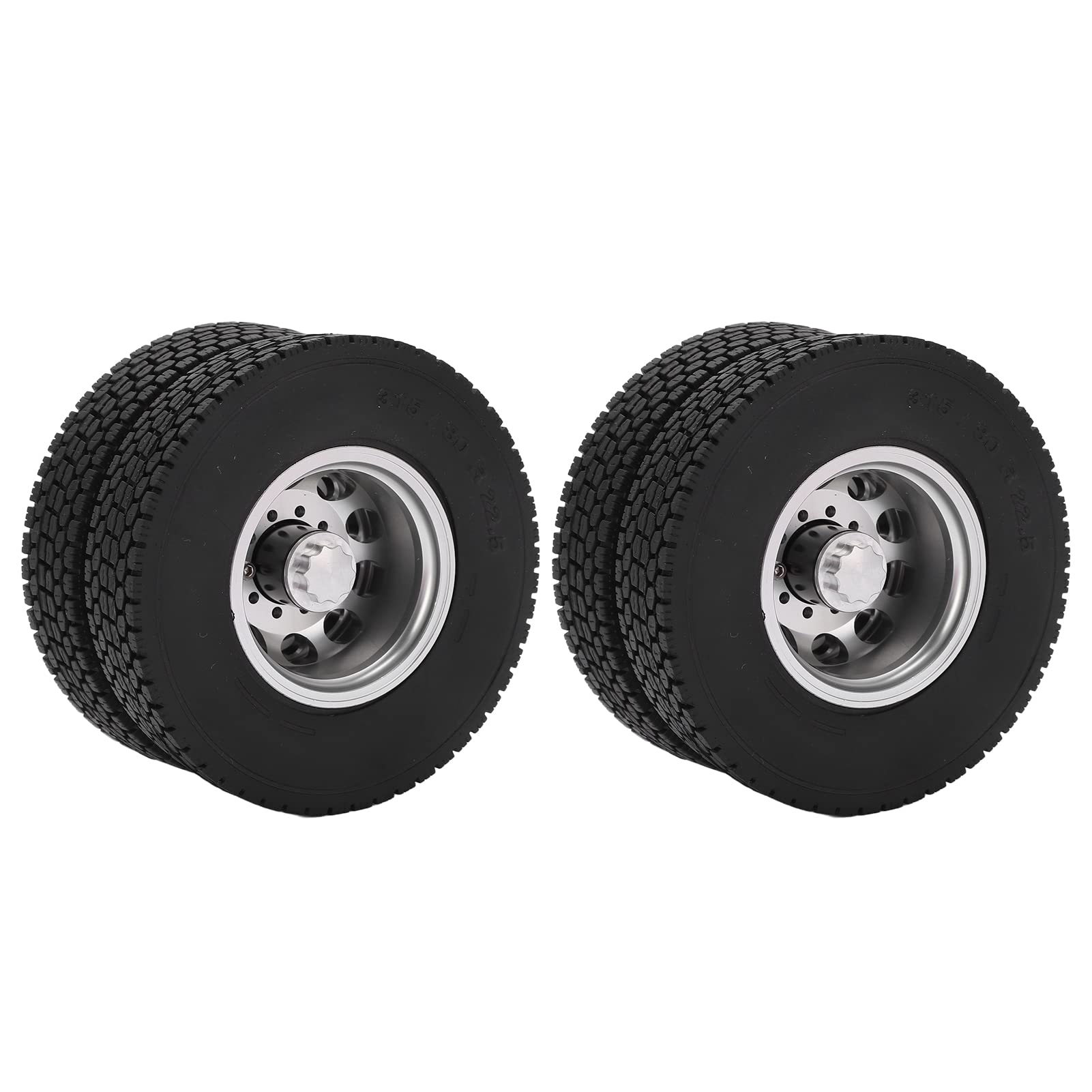 2 szt. Tylne Opony RC, Zdalnie Sterowanym Samochodowym Felgi Aluminiowe ze Stopu Aluminium Zestaw Gumowych Opon do 1/14 Ciężarówka z przyczepą