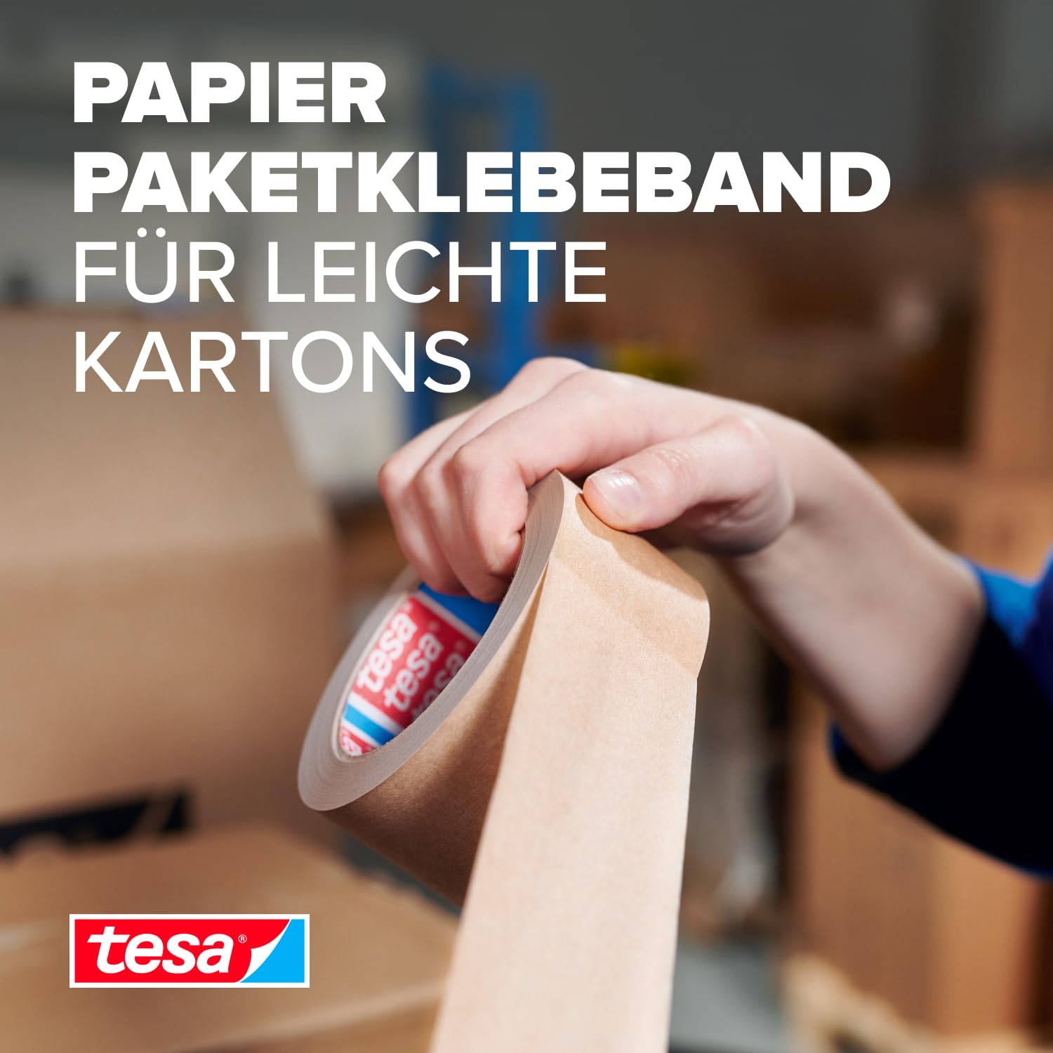 tesa tesapack 4713 Parcel Tape in Pack of 6 - Paper Tape for Sealing Packaging, Recycling-Friendly and Solvent-Free - Brown - 6 Rolls Each 50 m x 50 mm