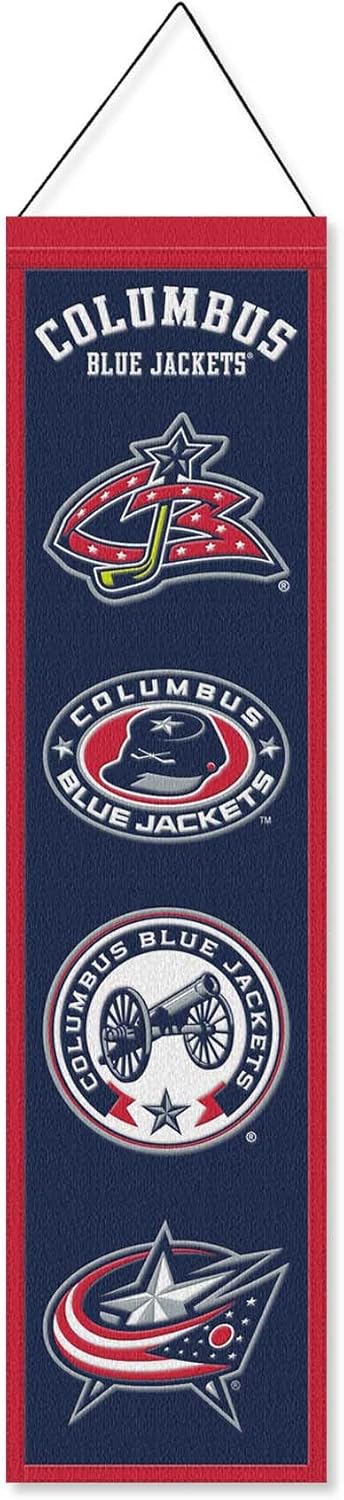 WinCraft Columbus Blue Jackets Evolution 8x32 Inch Vertical Wool Embroidered Hanging Banner
