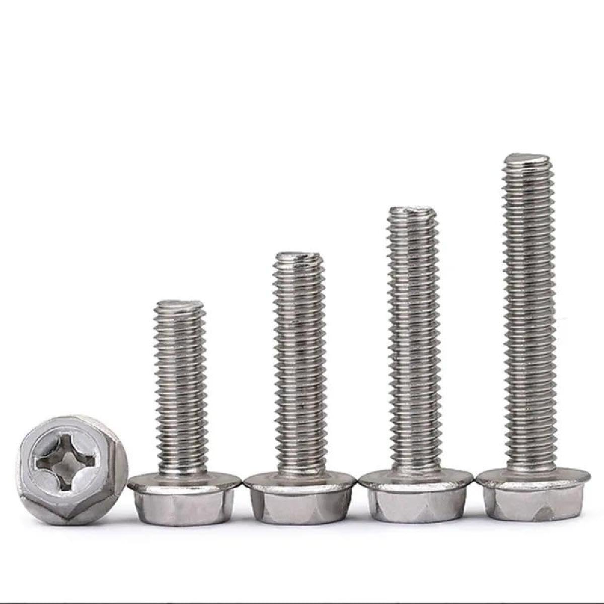 Flansch-Knopfkopfschrauben + Sechskantmuttern Set – M3 Bis M8, A2 Edelstahl, Von Bolt Base, 20 Stück