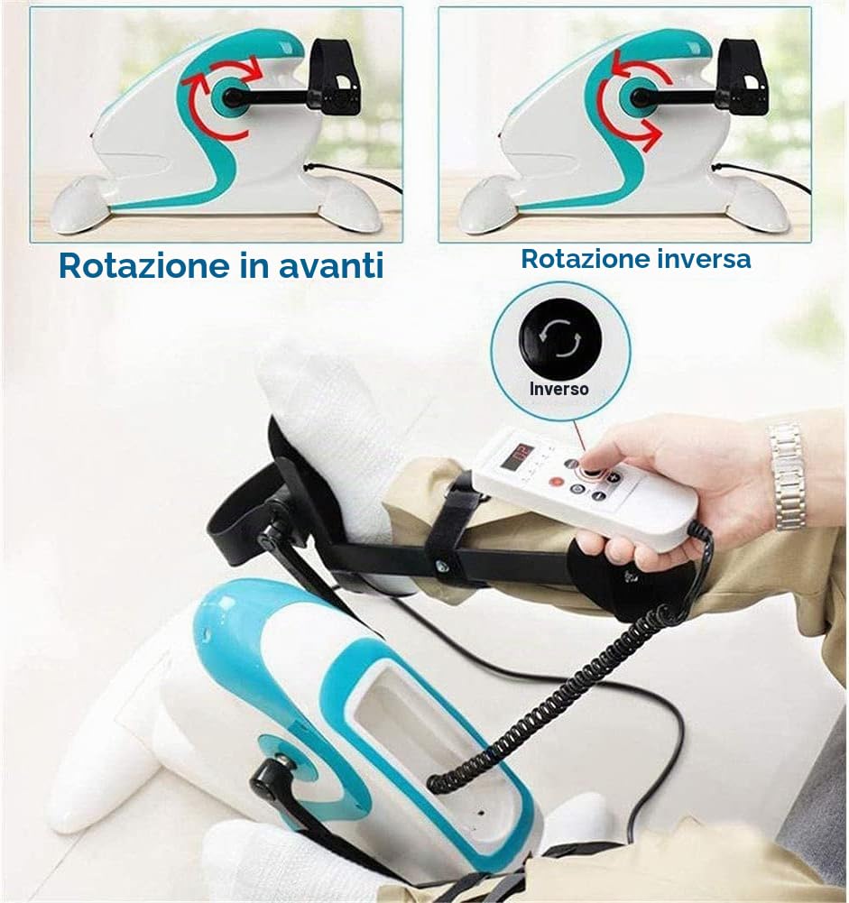 Cyclette elettrica con pedalata assistita, mini cyclette portatile con pedalata assistita, cyclette motorizzata per disabili e portatori di handicap, cyclette elettrica con supporto per protezione g