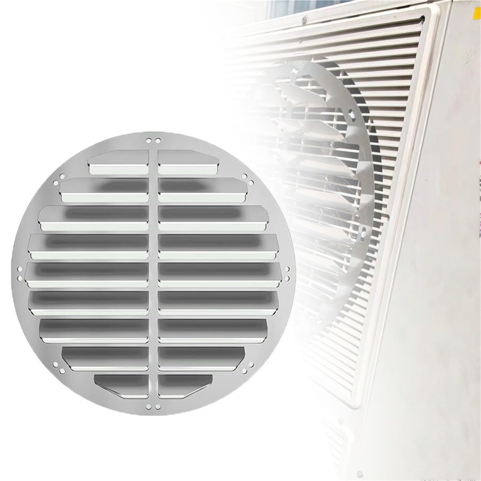 Lsmdpt One Color Stainless Steel Wind Guide Cover Compressor Fence, Air Outlet Anti-Direct Blowing Prevention Heat Dissipation Wind Shield, Blow Ac Condenser Baffle, Easy To Install(Dia 48Cm/19In)