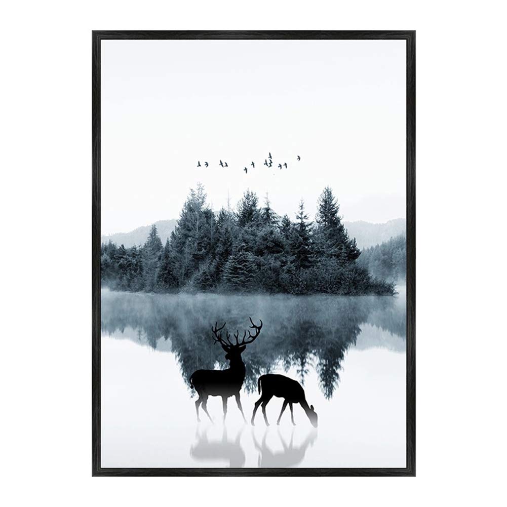 Toile imprimée de Noël grand format 60x90cm - Décoration murale cerf