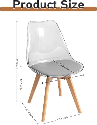 Miniatura 3 de CangLong Juego de 4 sillas de comedor, modernas de mediados de siglo, sillas de escritorio de comedor acolchadas suaves con patas de madera, para