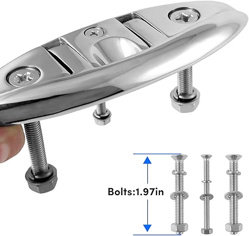 Miniatura 3 de Folding Boat Cleats 5 inch and 6 inch (2 Sizes), 316 Stainless Steel Flip Up Dock Cleat for Deck and Boat, Dock Cleats Boat Dock Cleats Folding