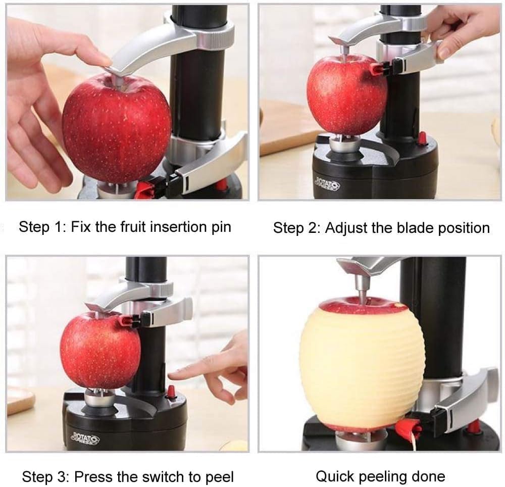 Sbucciatrice Automatica Per Mele, Diametro Del Frutto Da 5 Cm A 10 Cm, Altezza Da 5 Cm A 15 Cm, Spessore Di Sbucciatura Circa 1 Mm. Per Cucina, Frutta E Verdura.