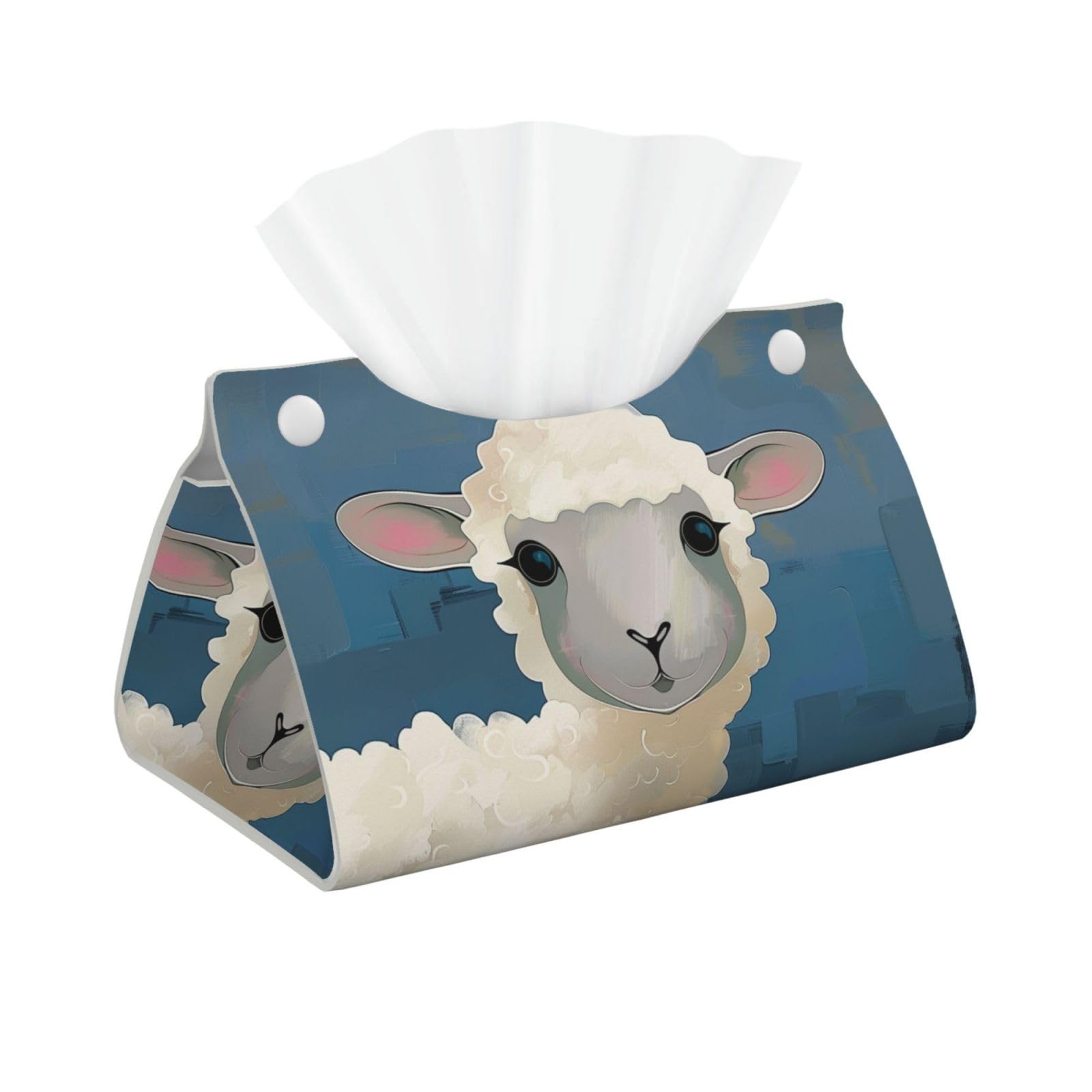 Sheep art Print Tissue Box Cover Foldable Tissue Storage Box Leather Tissue Cube Box Holder for Living Room Bedroom Office Car Home Decor