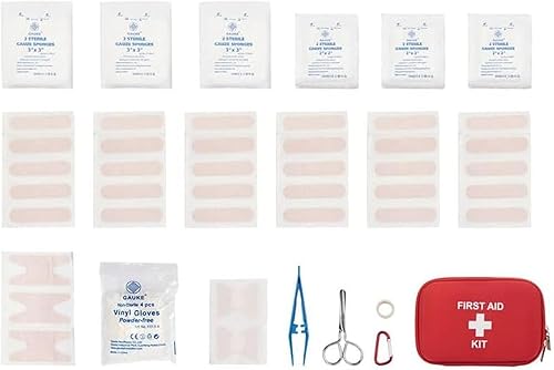Outdoor Life Kit de primeros auxilios con funda de transporte para fácil transporte, 57 piezas, rojo