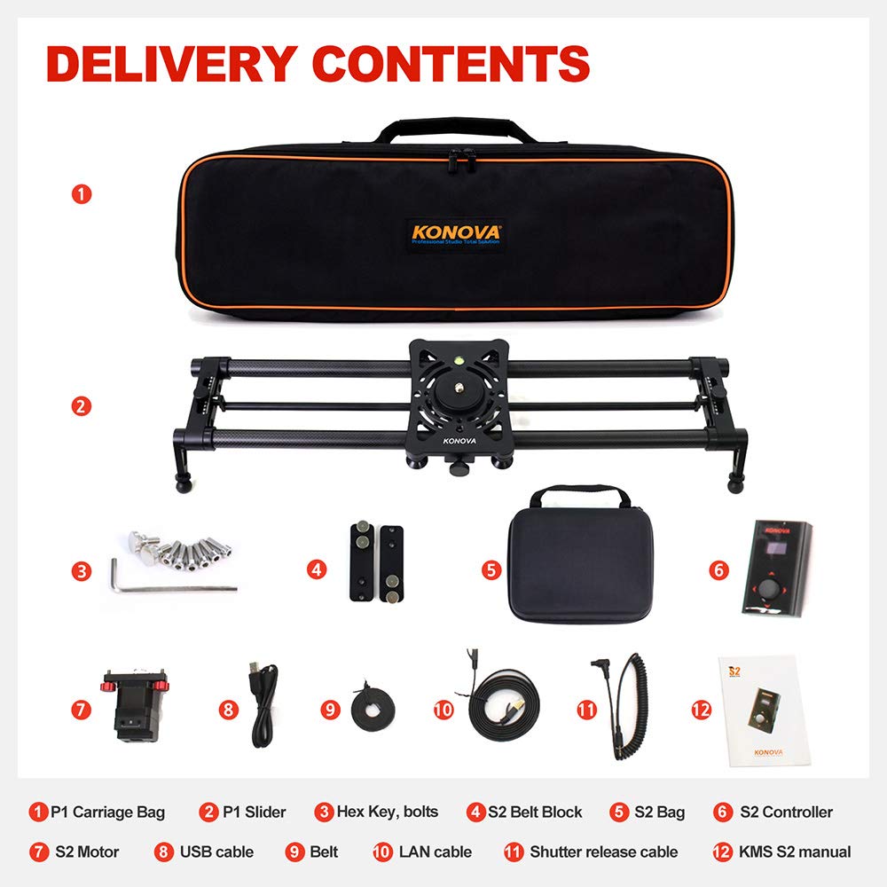 konovaスライダー KONOVA Motorized Slider Seria P1 Carbon Slider Dolly z S2 do
