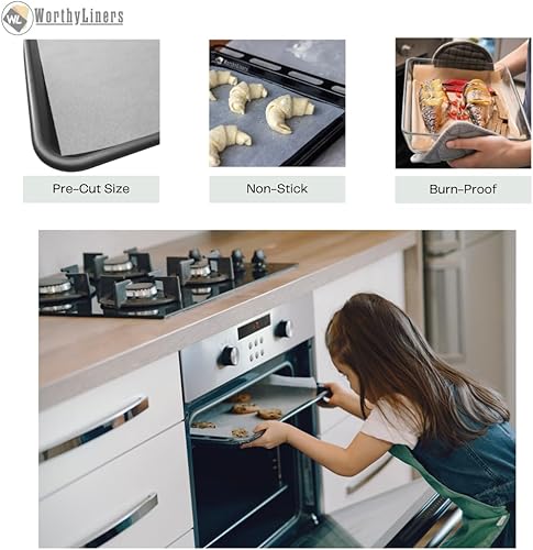 Miniatura 4 de 13 x 18 pulgadas, paquete de 100 forros de papel pergamino, hojas para hornear galletas, cocinar, freír, freidora de aire, fabricado en Estados