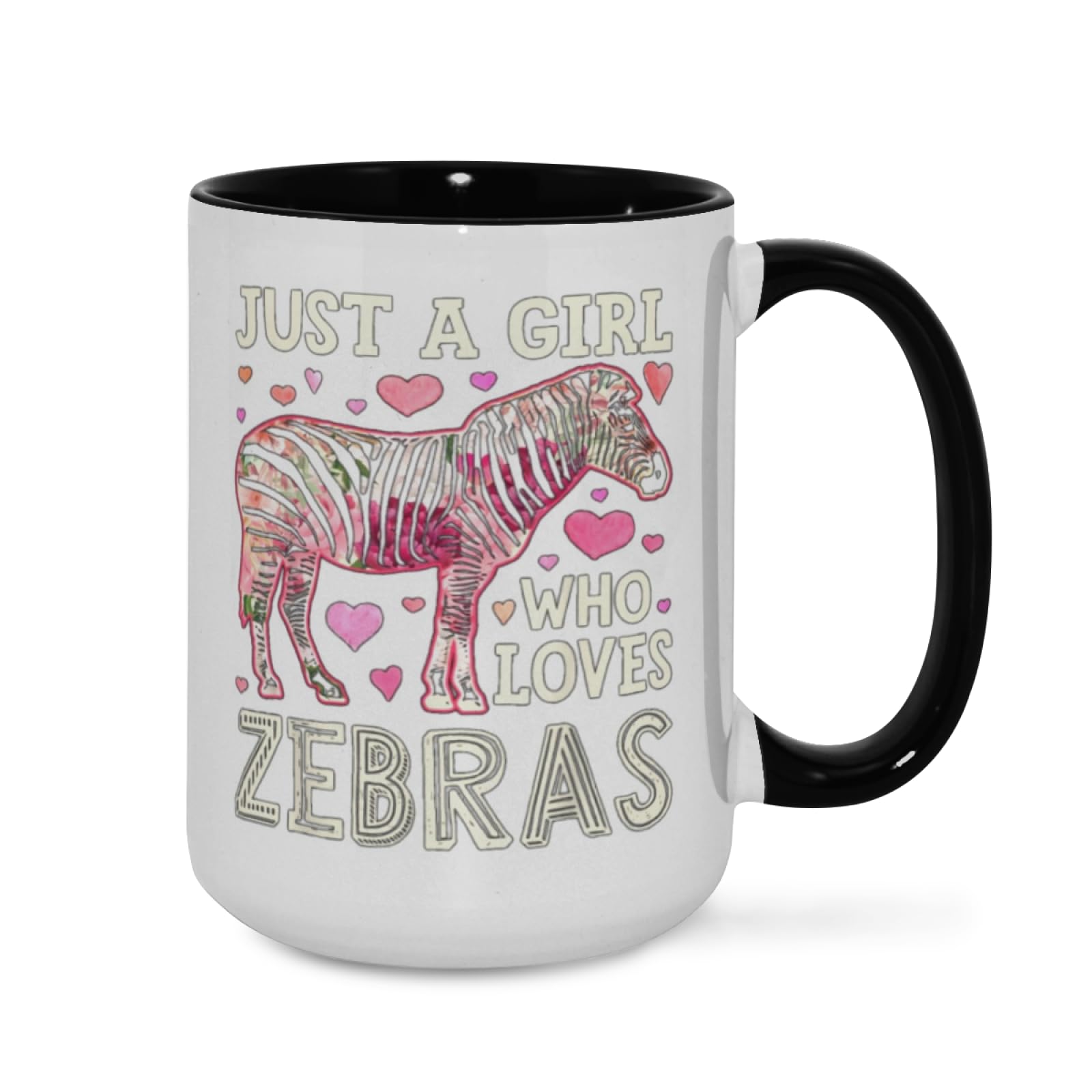 Just A Girl Who Loves Zebras Cute Groovy Zebra Coffee Mug for Men,15OZ Ceramic Mugs Cups Tea Cup Novelty Mugs Gifts Office Home